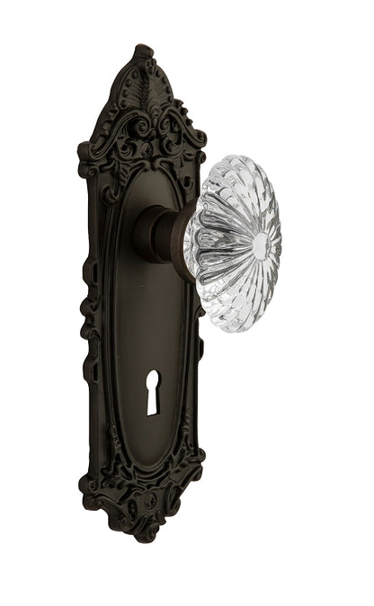 Nostalgic Warehouse Victorian Plate with Oval Fluted Crystal Knob - Mortise Lock