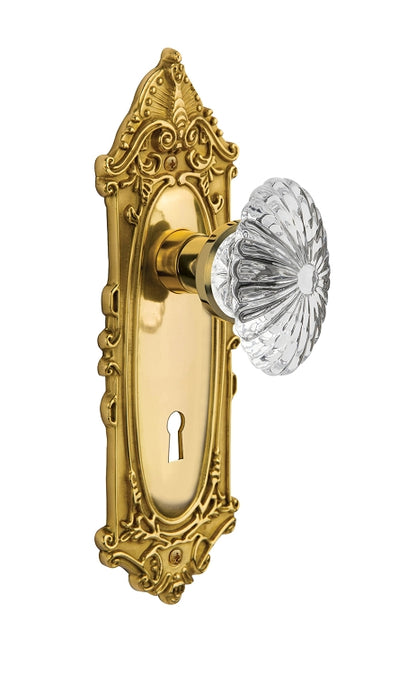 Nostalgic Warehouse Victorian Plate with Oval Fluted Crystal Knob - Mortise Lock