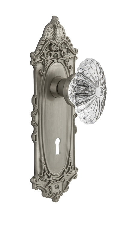 Nostalgic Warehouse Victorian Plate with Oval Fluted Crystal Knob - Mortise Lock