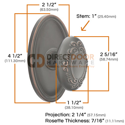Emtek Victoria Knob with Oval Rosette