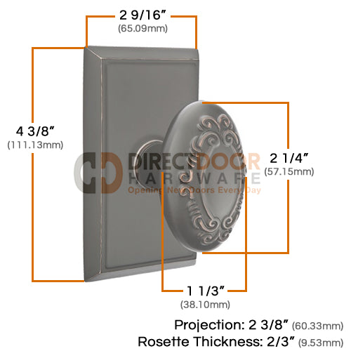 Emtek Victoria Knob with Rectangular Rosette