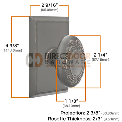 Emtek Victoria Knob with Rectangular Rosette