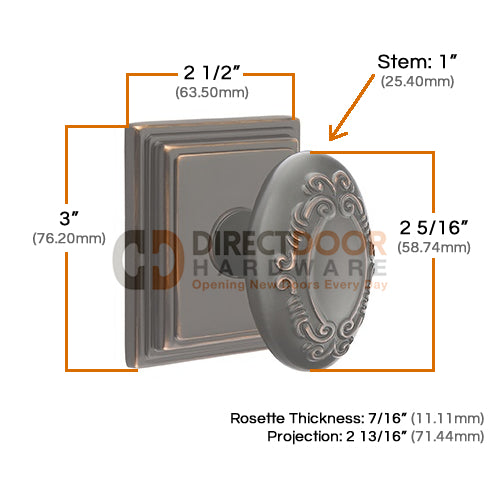 Emtek Victoria Knob with Wilshire Rosette