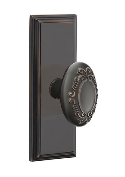 Emtek Victoria Knob with 7 Inch Wilshire Sideplate