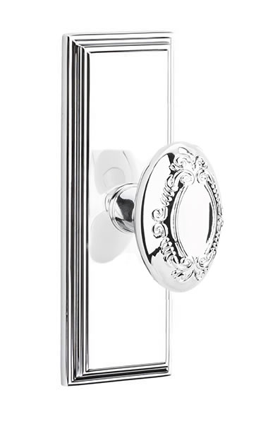 Emtek Victoria Knob with 7 Inch Wilshire Sideplate