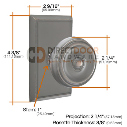 Emtek Waverly Knob Specs Rectangular Rosette
