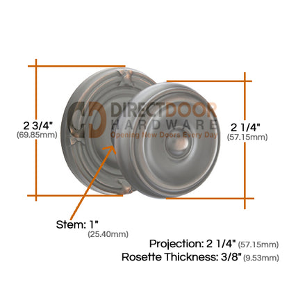 Emtek Waverly Knob Specs Ribbon and Reed Rosette