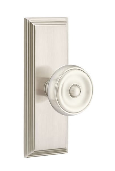 Emtek Waverly Knob with 7 Inch Wilshire Sideplate
