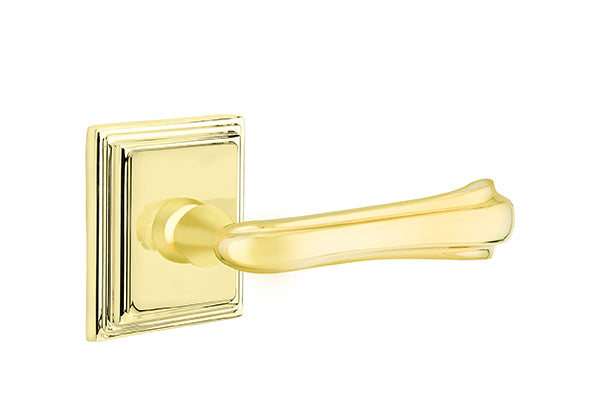 Emtek Wembley Lever Polished Brass-Wilshire Rosette