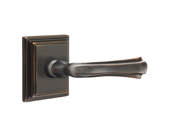 Emtek Wembley Lever Satin Nickel-Wilshire Rosette