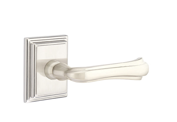 Emtek Wembley Lever Satin Nickel-Wilshire Rosette