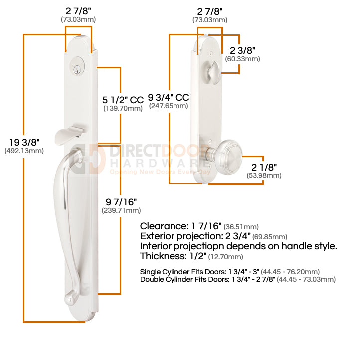 Emtek Wilmington Entrance Handleset