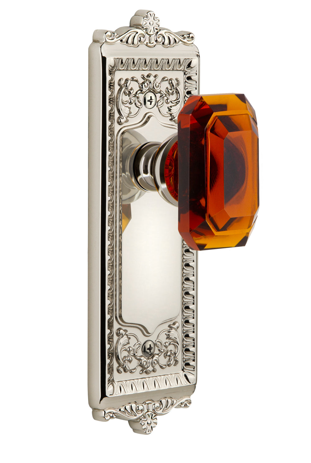 Grandeur Windsor Plate with Baguette Amber Knob