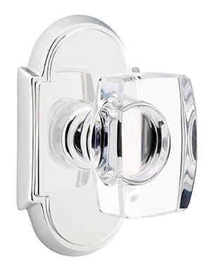 Emtek Lowell Crystal Knob with Style 8 Rosette - Polished Chrome