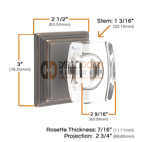 Emtek Windsor Crystal Knob with Wilshire Rosette
