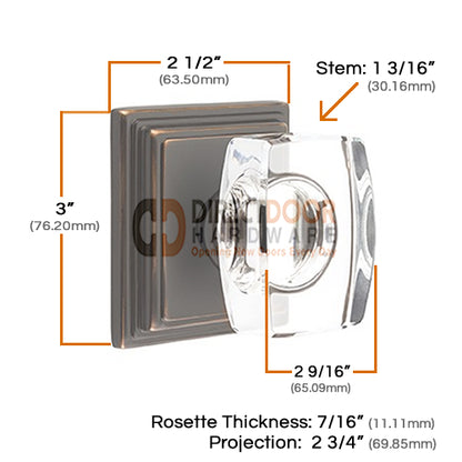 Emtek Windsor Crystal Knob with Wilshire Rosette