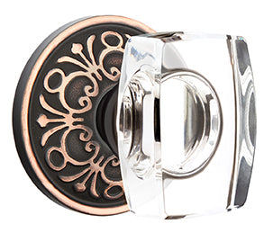 Emtek Windsor Crystal Knob with Lancaster Rosette - Oil Rubbed Bronze