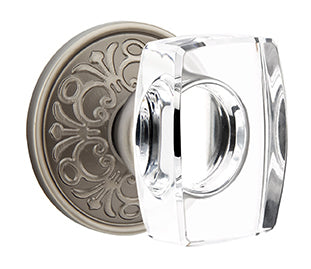 Emtek Windsor Crystal Knob with Lancaster Rosette