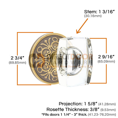 Emtek Windsor Crystal Knob with Lancaster Rosette