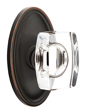 Emtek Windsor Crystal Knob with Oval Rosette - Oil Rubbed Bronze