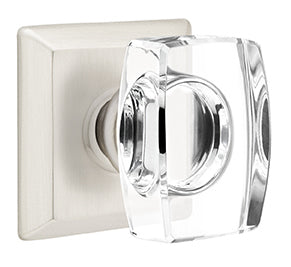Emtek Windsor Crystal Knob with Quincy Rosette - Satin Nickel