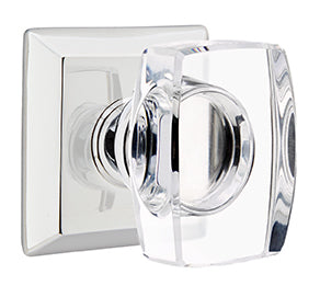 Emtek Lowell Crystal Knob with Quincy Rosette - Polished Chrome