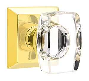 Emtek Windsor Crystal Knob with Quincy Rosette - Polished Brass