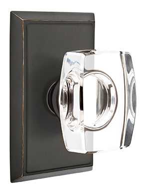 Emtek Windsor Crystal Knob with Rectangular Rosette - Oil Rubbed Bronze