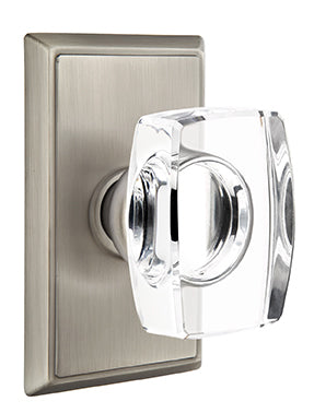 Emtek Windsor Crystal Knob with  Rectangular Rosette - Pewter