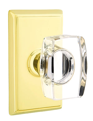 Emtek Windsor Crystal Knob with Rectangular Rosette - Polished Brass