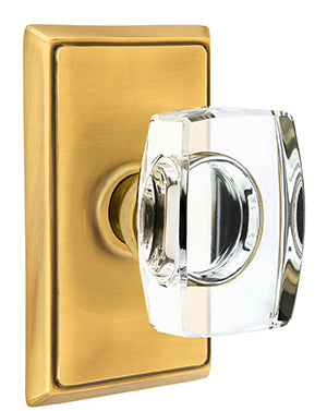 Emtek Lowell Crystal Knob with Rectangular Rosette - French Antique