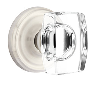 Emtek Windsor Crystal Knob with Regular Rosette - Satin Nickel