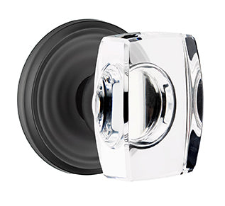 Emtek Lowell Crystal Knob with  Regular Rosette - Flat Black