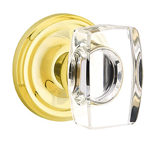 Emtek Windsor Crystal Knob with Regular Rosette - Polished Brass