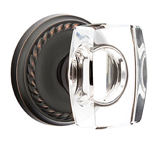 Emtek Windsor Crystal Knob with Rope Rosette - Oil Rubbed Bronze
