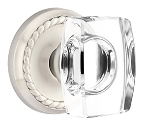 Emtek Windsor Crystal Knob with Rope Rosette - Satin Nickel