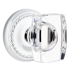 Emtek Lowell Crystal Knob with Rope Rosette - Polished Chrome