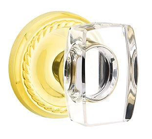 Emtek Windsor Crystal Knob with Rope Rosette - Polished Brass