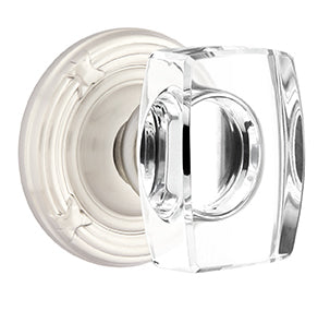 Emtek Windsor Crystal Knob with Ribbon and Reed Rosette - Satin Nickel