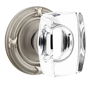Emtek Windsor Crystal Knob with Ribbon and Reed Rosette - Pewter