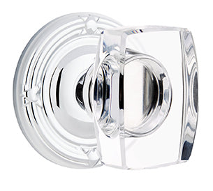 Emtek Lowell Crystal Knob with Ribbon and Reed Rosette - Polished Chrome