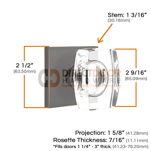 Emtek Windsor Crystal Knob with Square Rosette