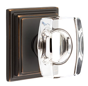 Emtek Windsor Crystal Knob with Wilshire Rosette - Oil Rubbed Bronze