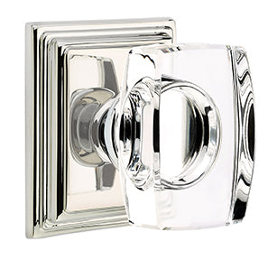 Emtek Windsor Crystal Knob with Wilshire Rosette - Polished Nickel