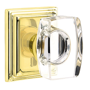 Emtek Windsor Crystal Knob with Wilshire Rosette - Polished Brass