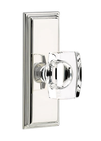 Emtek Windsor Crystal Knob with Wilshire Sideplate