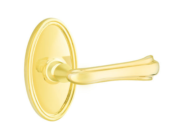 Emtek Wembley Lever with Oval Rosette in PVD Liftetime Brass