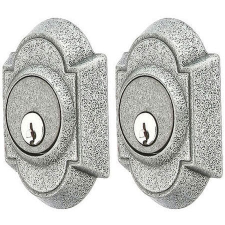 Emtek Wrought Steel #1 Style Double Cylinder Deadbolt in Silver Patina
