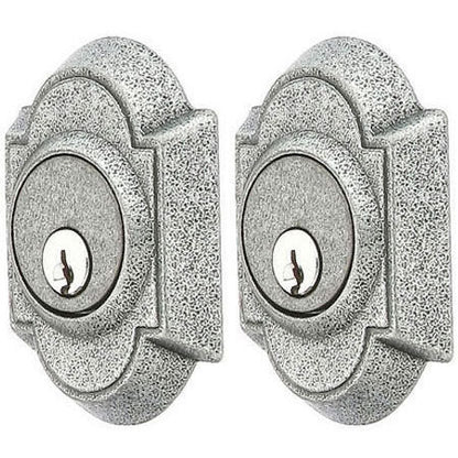 Emtek Wrought Steel #1 Style Double Cylinder Deadbolt in Silver Patina