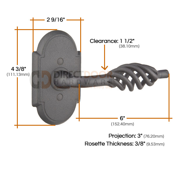 Emtek Lafayette Lever with Style 1 Rosette Measurements